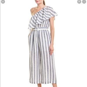 NWT Suboo Newport Linen Jumpsuit blue/white size 4